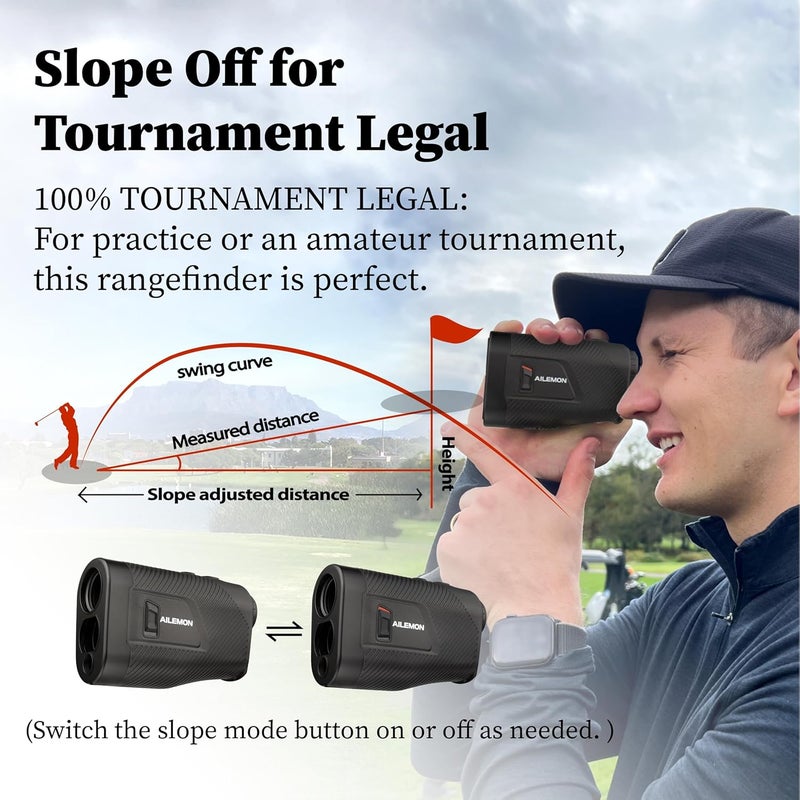 AILEMON 900 Yards Range Finder Golf Rangefinder with Slope Switch, 6X Magnification Laser Rangefinders Black/Gray - Image 2